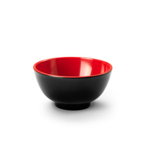 Ris/miso skål svart utsida, röd insida